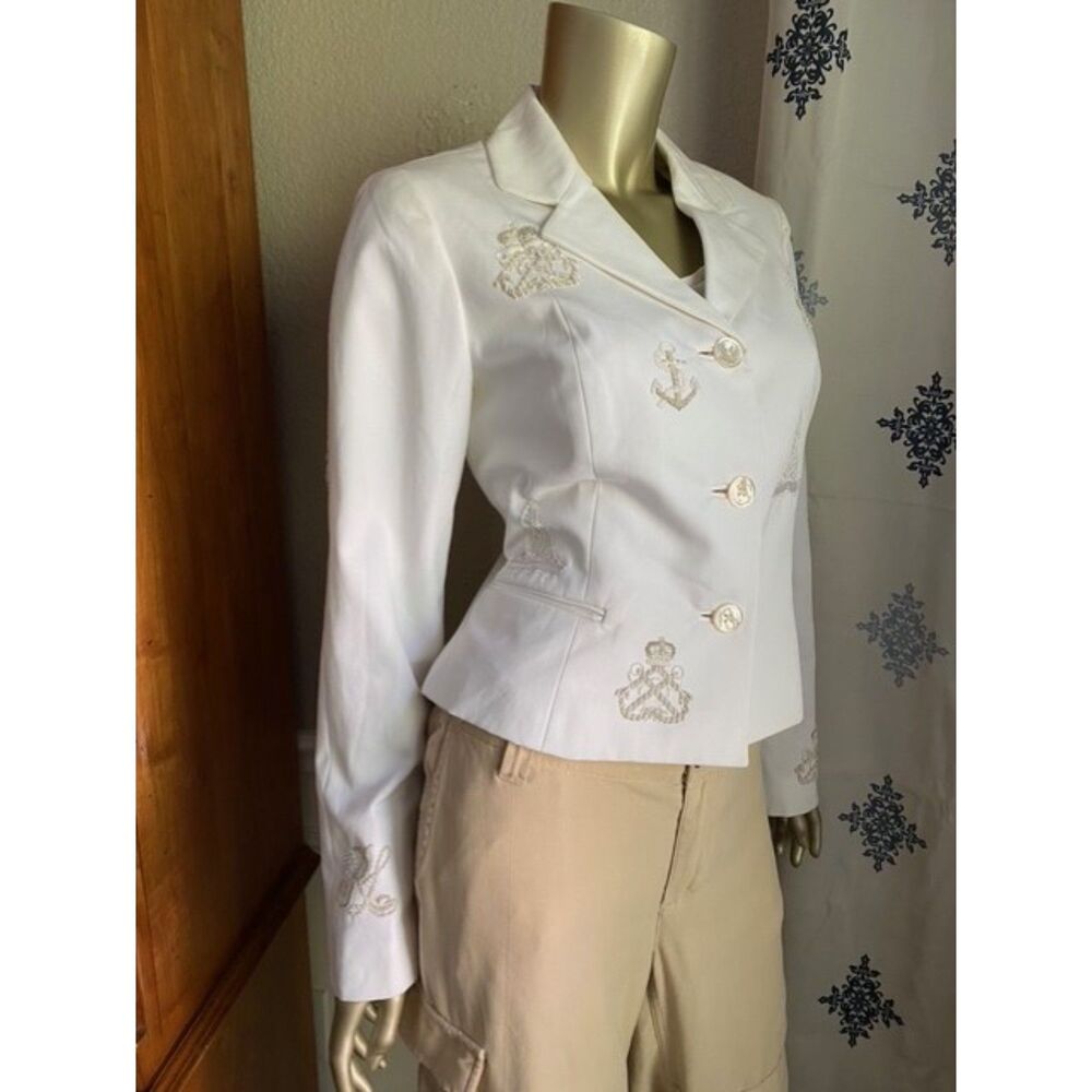 $3498 RALPH LAUREN Collection Purple Label White Embroidered Sailor Jacket 10